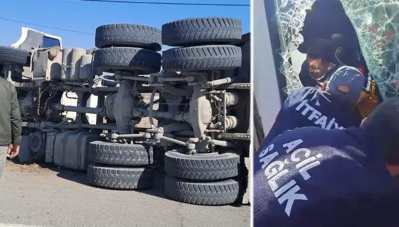 Virajı Alamayan Kamyon Alev Alev Yandı, Kaza Anları Kamerada!